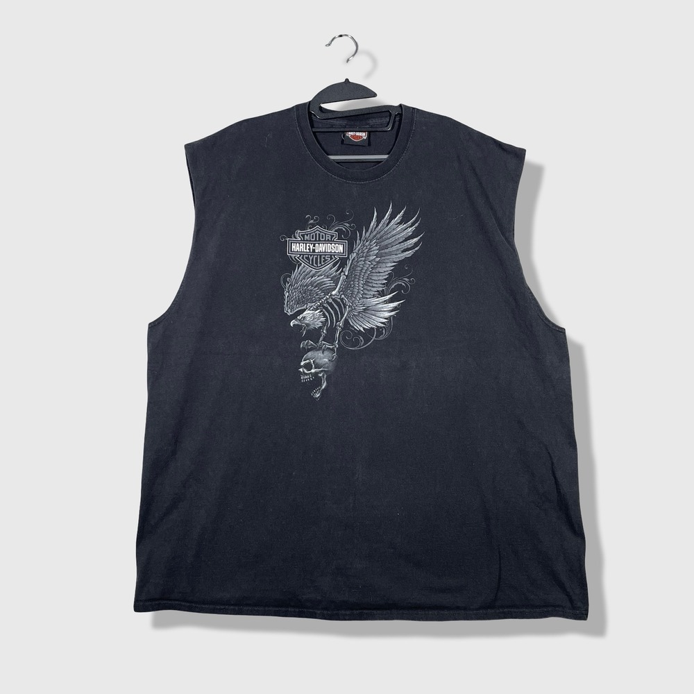 Harley Davidson Sleeveless T Shirt Mens 3XL Black Biker Maui Hawaii Eagle Skull